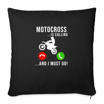 Motocross Is Calling Funny Pilote de motocross - Housse de coussin décorative 45 x 45 cm - noir - Devant