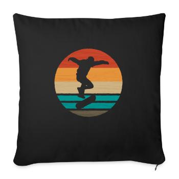 Skate Skate Vintage Skate Cadeau Skateboard - Housse de coussin décorative 45 x 45 cm - noir - Devant