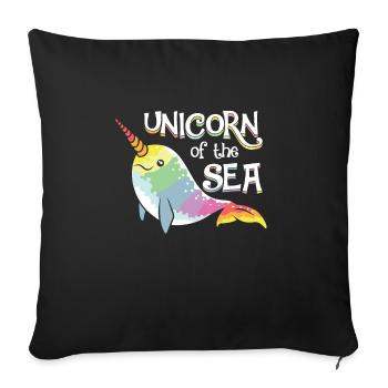 Narwhal - Unicorns of the Sea - Beach Summer Art - Housse de coussin décorative 45 x 45 cm - noir - Devant