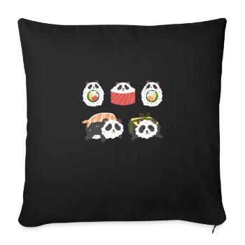Panda Sushi Hug Cute Animal Maki Amant Funny Food - Housse de coussin décorative 45 x 45 cm - noir - Devant