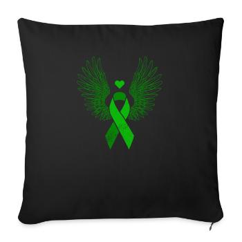 Winged green ribbon liver cancer awareness - Sofa pillowcase 17,3'' x 17,3'' (45 x 45 cm) - black - Front