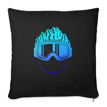 Ski lunettes de snowboard Ski ski montagne cadeau - Housse de coussin décorative 45 x 45 cm - noir - Devant