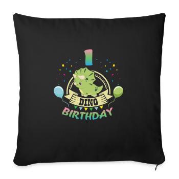 Dino 1 Birthday - Sofa pillowcase 17,3'' x 17,3'' (45 x 45 cm) - black - Front