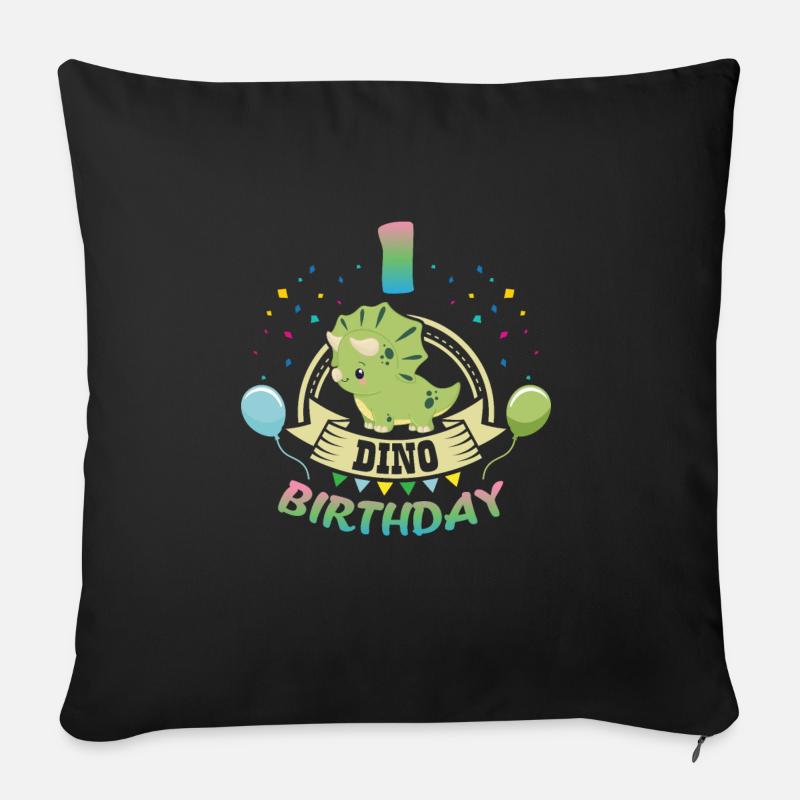 Dino 1 Geburtstag - Sofakissenbezug 45 x 45 cm - Schwarz