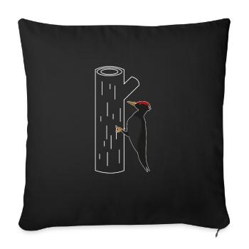 Pivert Sur le T-shirt de l’arbre Cadeau - Housse de coussin décorative 45 x 45 cm - noir - Devant
