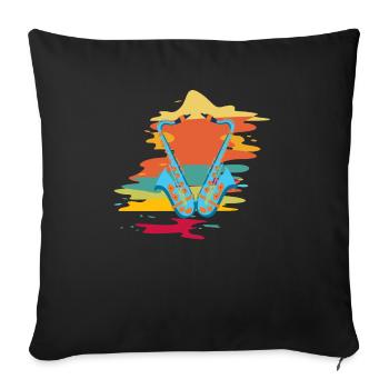 saxophones - Sofa pillowcase 17,3'' x 17,3'' (45 x 45 cm) - black - Front