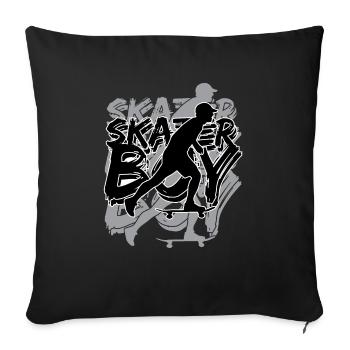 Skater Homme Skateboard Plage - Housse de coussin décorative 45 x 45 cm - noir - Devant