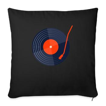 Rétro Vinyle Disque vintage - Housse de coussin décorative 45 x 45 cm - noir - Devant