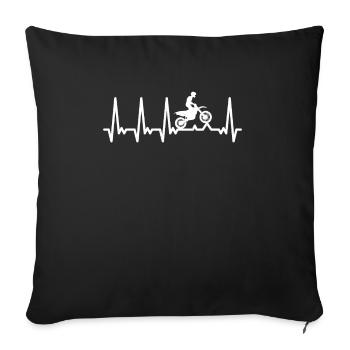 Heartbeat Motocross Heartbeat Motorcycle Racer - Sofa pillowcase 17,3'' x 17,3'' (45 x 45 cm) - black - Front