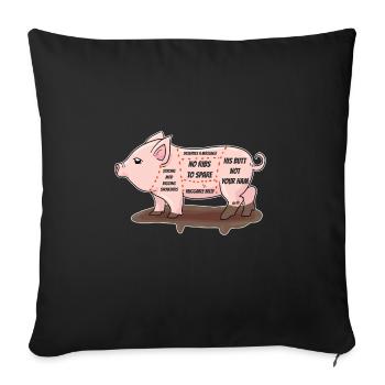 Vegan Pig Parts Anti Butcher - Housse de coussin décorative 45 x 45 cm - noir - Devant