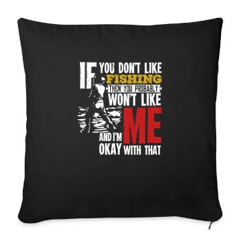 Lustiges Angelgeschenk für einen Fischer - Sofakissenbezug 45 x 45 cm - Schwarz - Vorne