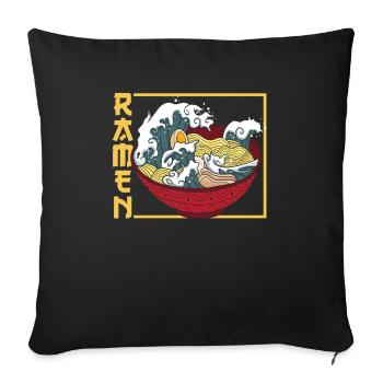 The Great Wave From Kanagawa Ramen Noodle Lovers - Sofa pillowcase 17,3'' x 17,3'' (45 x 45 cm) - black - Front