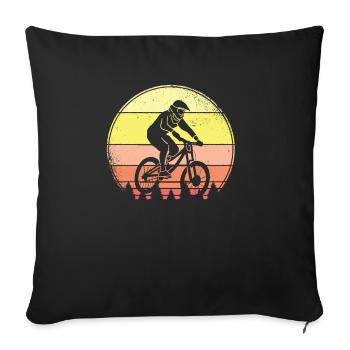 Mountainbike für MTB Downhill Mountainbiker - Sofakissenbezug 45 x 45 cm - Schwarz - Vorne