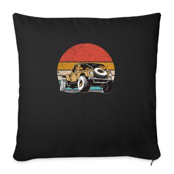 Retro off-road vehicle OFF Road - Sofa pillowcase 17,3'' x 17,3'' (45 x 45 cm) - black - Front