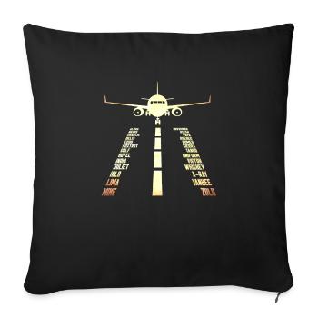 Airplane Pilot Alphabet Runway Pilot Gift - Sofa pillowcase 17,3'' x 17,3'' (45 x 45 cm) - black - Front
