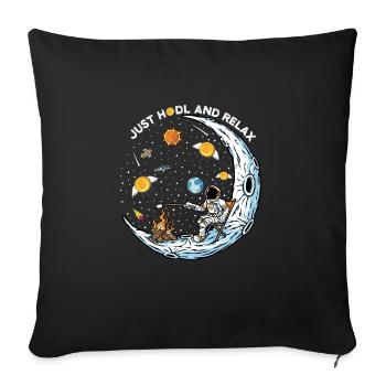 BTC Bitcoin HODL and RELAX Lune Astronaute - Housse de coussin décorative 45 x 45 cm - noir - Devant