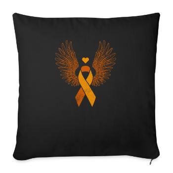 Geflügelte orange Band Leukämie Blutkrebs - Sofakissenbezug 45 x 45 cm - Schwarz - Vorne