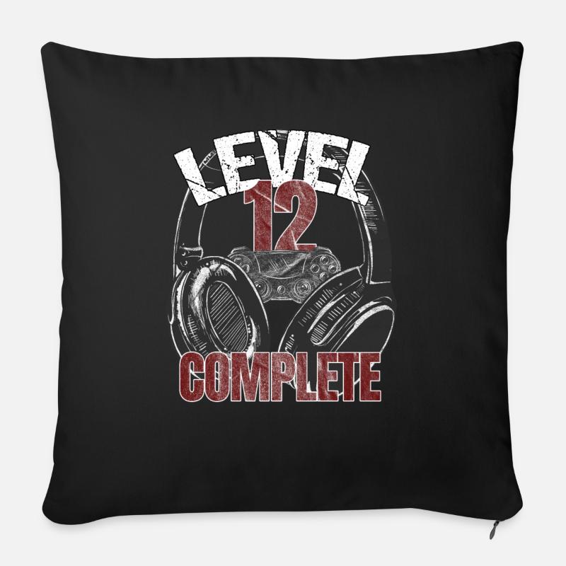 Level 12 complete gamer zocker Geburtstags Spruch - Sofakissenbezug 45 x 45 cm - Schwarz