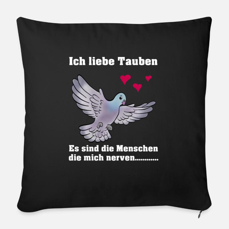 Ich liebe Tauben - Sofakissenbezug 45 x 45 cm - Schwarz