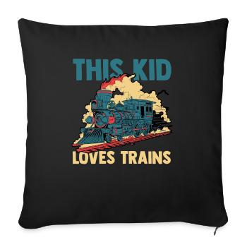 Dampflok Zug Eisenbahn - Sofakissenbezug 45 x 45 cm - Schwarz - Vorne