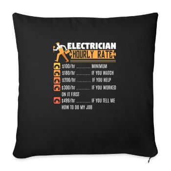 Cadeau de Lineman amusant pour un électricien - Housse de coussin décorative 45 x 45 cm - noir - Devant
