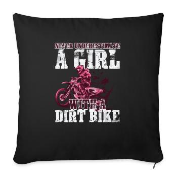 Braap Girl Never Underestimate Motorcycle Lover - Sofa pillowcase 17,3'' x 17,3'' (45 x 45 cm) - black - Front