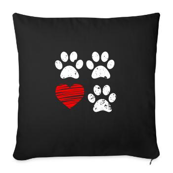 chien chien amour chien propriétaire animal cadeau - Housse de coussin décorative 45 x 45 cm - noir - Devant