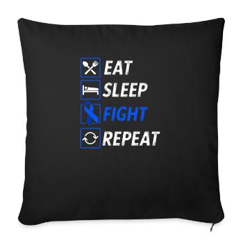 Mangez la lutte contre le sommeil bleu foncé ruban cancer du côlon - Housse de coussin décorative 45 x 45 cm - noir - Devant