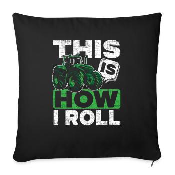 Donc, je roule tracteur agriculteur agriculteur - Housse de coussin décorative 45 x 45 cm - noir - Devant