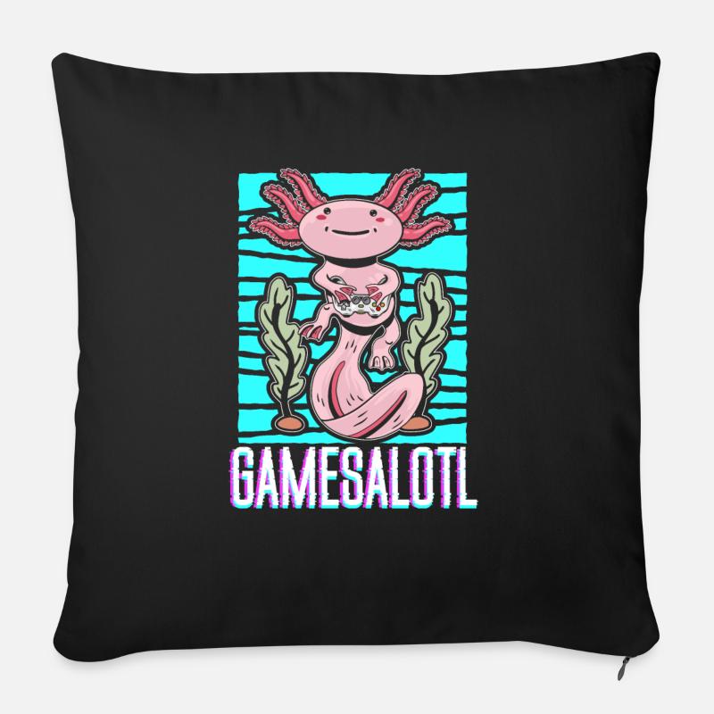 Axolotl Gamer Axolotl Wanderfisch Gaming - Sofakissenbezug 45 x 45 cm - Schwarz