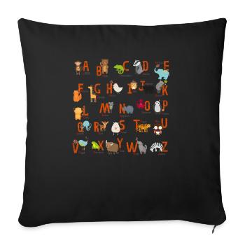 Kids Shirt School Introduction Animal Alphabet - Sofa pillowcase 17,3'' x 17,3'' (45 x 45 cm) - black - Front