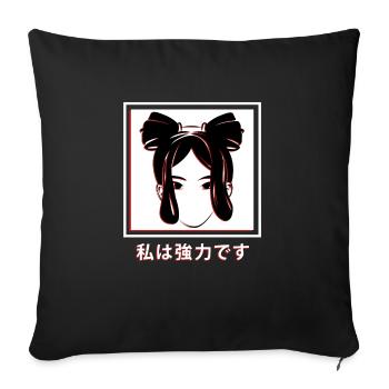 Fille triste esthétique EGirl Anime Girl - Housse de coussin décorative 45 x 45 cm - noir - Devant
