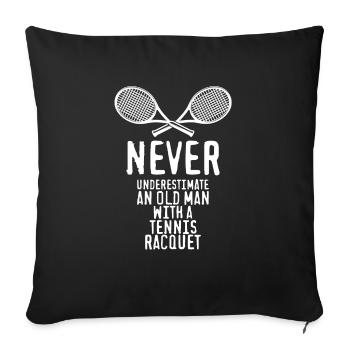 Old man tennis racquet Sport cadeau rengaine - Housse de coussin décorative 45 x 45 cm - noir - Devant