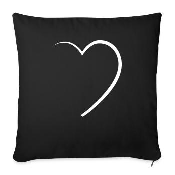 Demi-coeur - Housse de coussin décorative 45 x 45 cm - noir - Devant