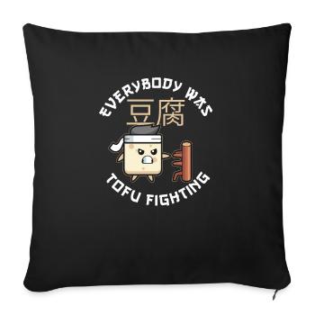 Tofu Combats Drôles Végétaliens environnement Amour végétalien - Housse de coussin décorative 45 x 45 cm - noir - Devant