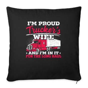 I Am A Proud Trucker Woman Truck Driving Truck - Sofa pillowcase 17,3'' x 17,3'' (45 x 45 cm) - black - Front