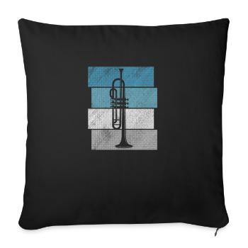 Rétro rétro cadeau soleil trompette - Housse de coussin décorative 45 x 45 cm - noir - Devant