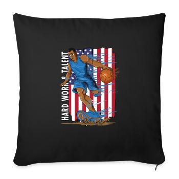 Hard Work and Talent Basketball Dribbling - Sofa pillowcase 17,3'' x 17,3'' (45 x 45 cm) - black - Front