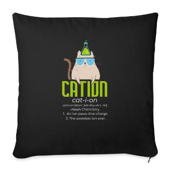 Cation Science Cat Pawsitive Chemistry Teacher - Sofa pillowcase 17,3'' x 17,3'' (45 x 45 cm) - black - Front