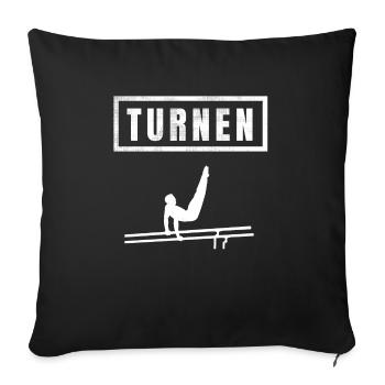 Turnen Turner am Stufenbarren für Jungs + Männer - Sofakissenbezug 45 x 45 cm - Schwarz - Vorne