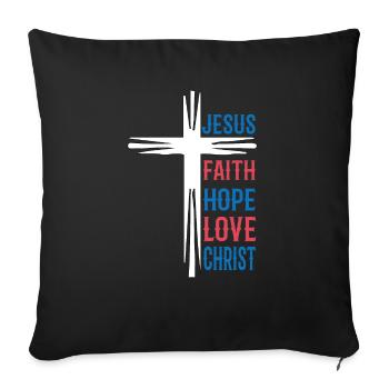 Jésus Croix Eglise Chrétiens Jésus - Housse de coussin décorative 45 x 45 cm - noir - Devant