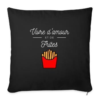 Vivre D'Amour Et De Frites - Housse de coussin décorative 45 x 45 cm - noir - Devant