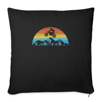 Vintage Retro Motocross T-Shirt Cadeau - Housse de coussin décorative 45 x 45 cm - noir - Devant