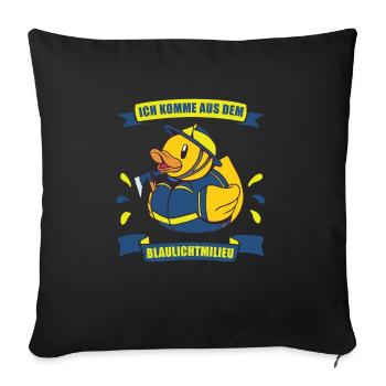 Blaulichtmilieu Retter Badeente - Blaulicht - Sofakissenbezug 45 x 45 cm - Schwarz - Vorne