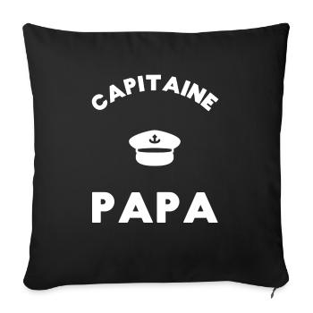 Capitaine Papa Fetes Des Pères Papa Marin Bateau - Housse de coussin décorative 45 x 45 cm - noir - Devant