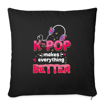 K-pop - Sofa pillowcase 17,3'' x 17,3'' (45 x 45 cm) - black - Front