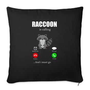 Raccoon Racoon animal gift ferret marten - Sofa pillowcase 17,3'' x 17,3'' (45 x 45 cm) - black - Front