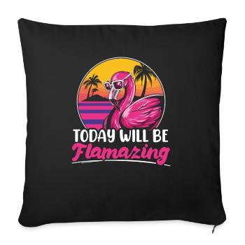 Aujourd’hui sera Flamazing Rose Flamingo Chuchoteur - Housse de coussin décorative 45 x 45 cm - noir - Devant