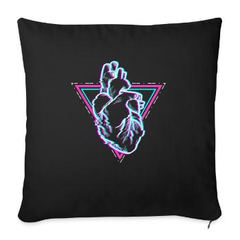 Glitched Heart - Sofa pillowcase 17,3'' x 17,3'' (45 x 45 cm) - black - Front