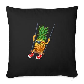 Funny Swinging Pineapple Swinger T Shirt - Sofa pillowcase 17,3'' x 17,3'' (45 x 45 cm) - black - Front